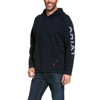 Ariat FR Primo Fleece Logo Lacivert Kapşonlu Sweatshirt Erkek (12276-357)